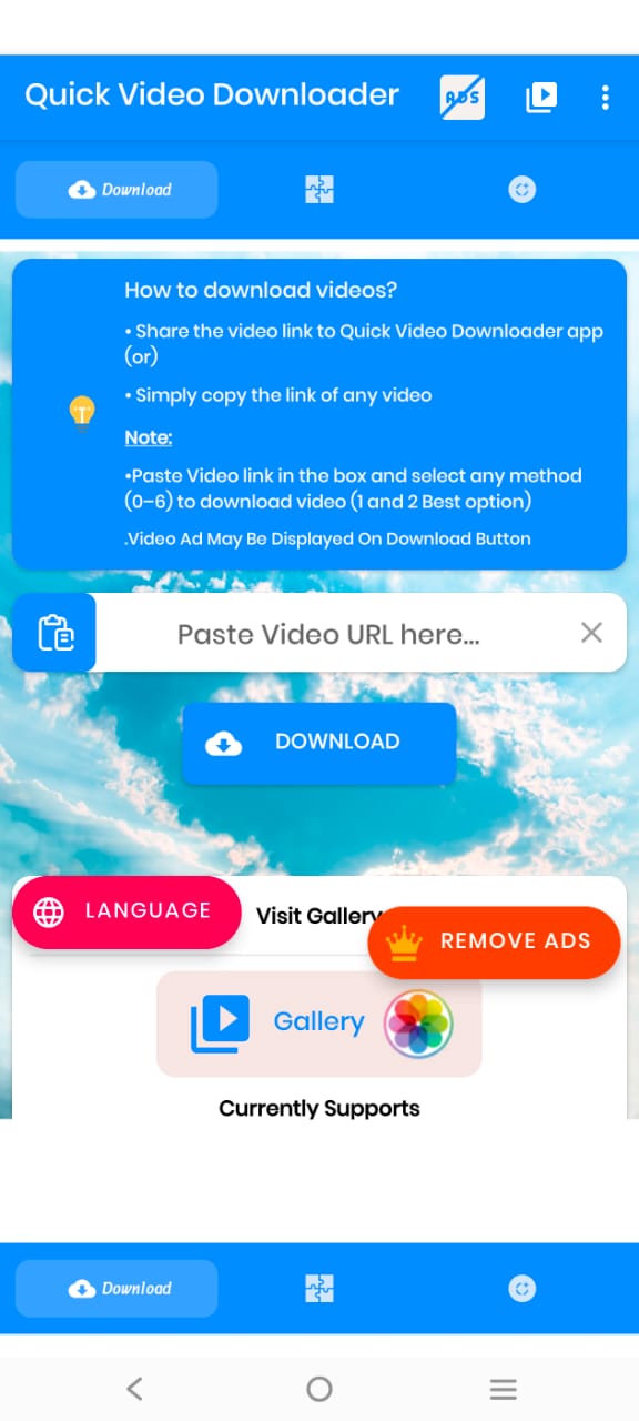 App Home — Paste URL & Download