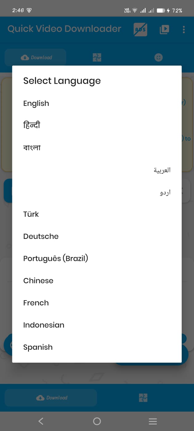 Language Selection — Multi-language support